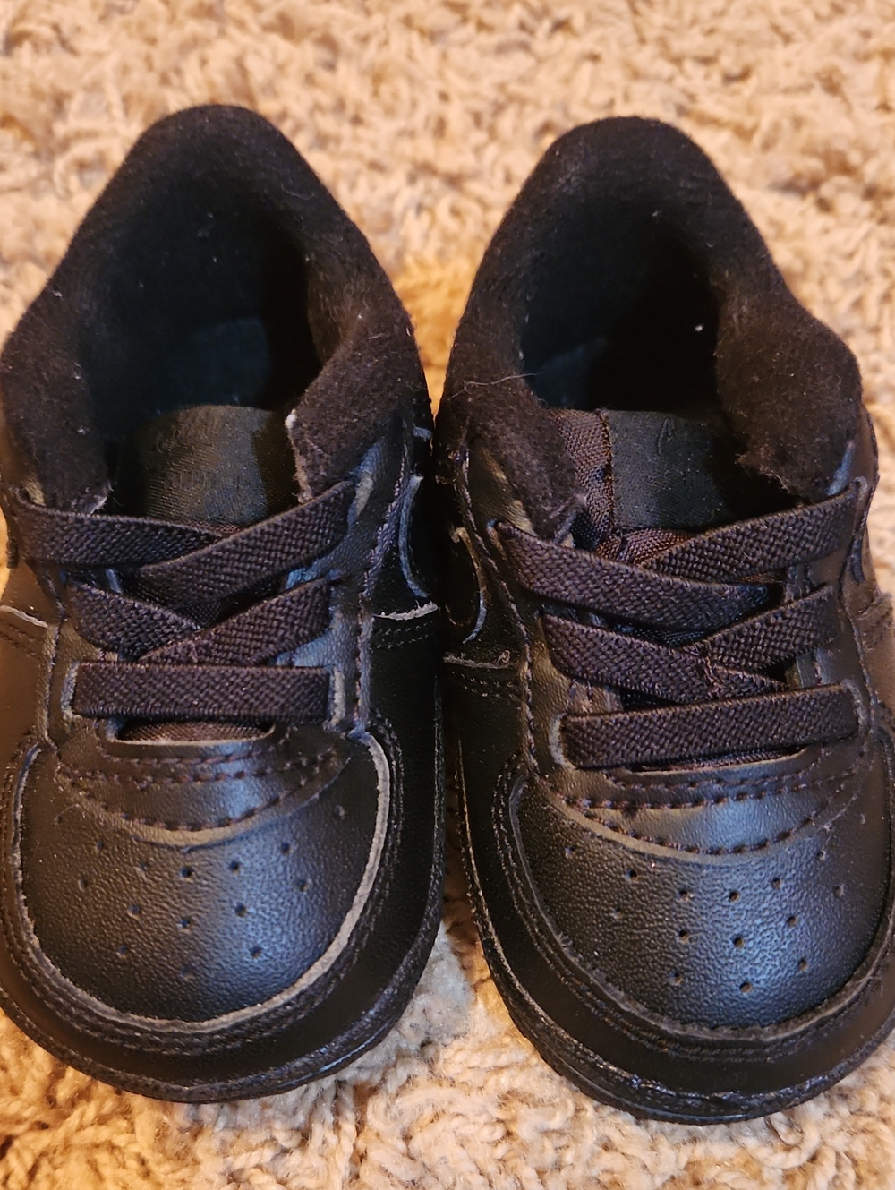 Nike Air Force 1 Black Baby Crib Shoes With Soft Sole Size 3C